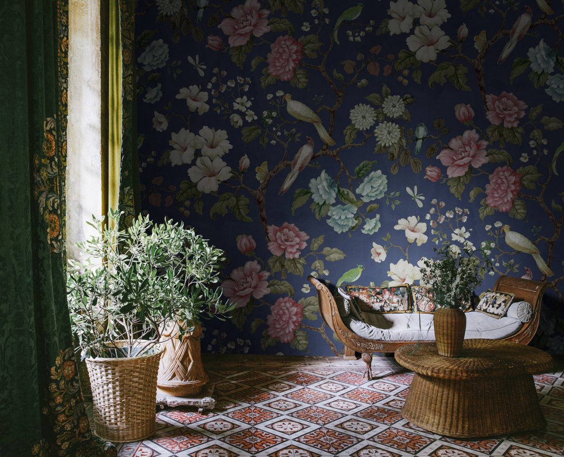 Rebel Walls Mural Grandiflora Wandbild in Blau und Pink - Bild 1