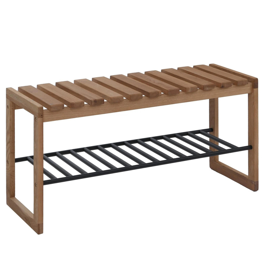 MCA Garderoben-Bank mit Schuhregal aus Massivholz Eiche, braun, B/H/T: 88 x 45 x 30 cm - Bild 3