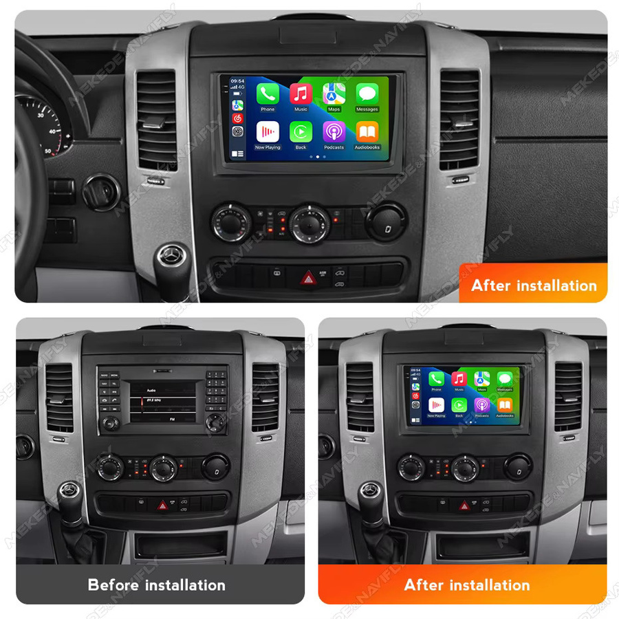 NAVIFANS Multimedia Carplay Radio mit GPS und DVD für Mercedes Benz Sprinter und VW Crafter 2006-2016, Schwarz, 2 DIN - Bild 2