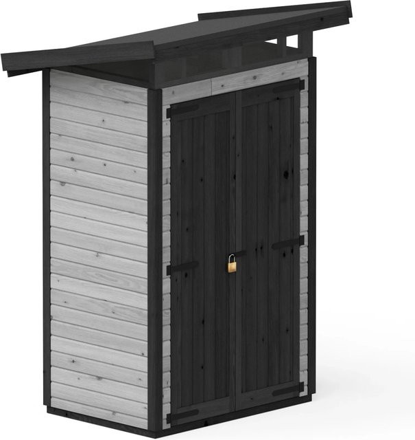 UPYARD Holz-Gartenhaus Strongbox S Grau mit Pultdach und lasierter Holzmaserung B/T/H: 190 x 76 x 220 cm - Bild 1