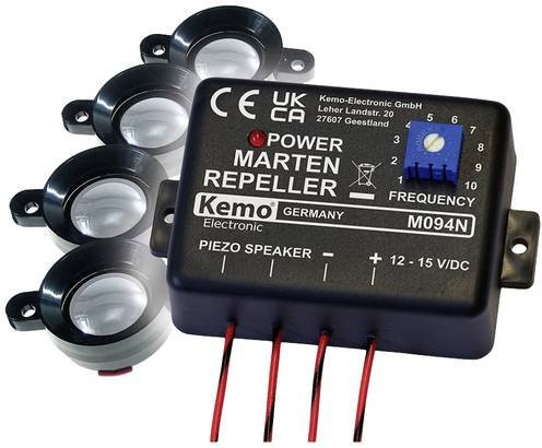 Kemo M094 Ultraschall-Marderabwehr mit Optikschutz und abgesetzten Lautsprechern in Schwarz - Bild 1