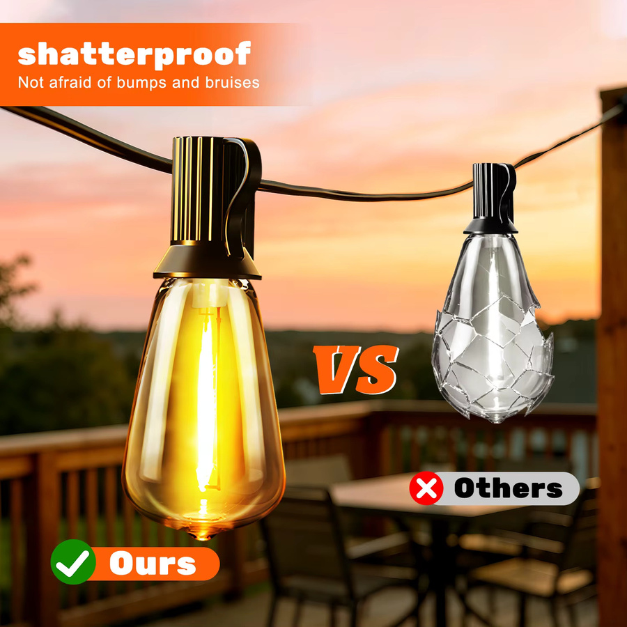 Aiopp ST38 Solar-LED-Lichterkette für den Außenbereich mit Fernbedienung, wasserdicht und bruchsicher, E12-Sockelbirnen, transparente Feenlampe für Garten und Terrasse - Bild 5