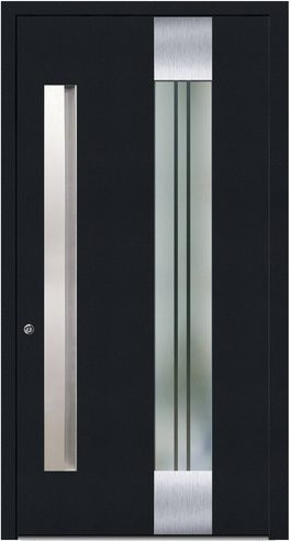 KNOCK Aluminium-Haustür Marte in Anthrazit Grau mit Glaseinsatz und RC2 Schutz - Bild 1