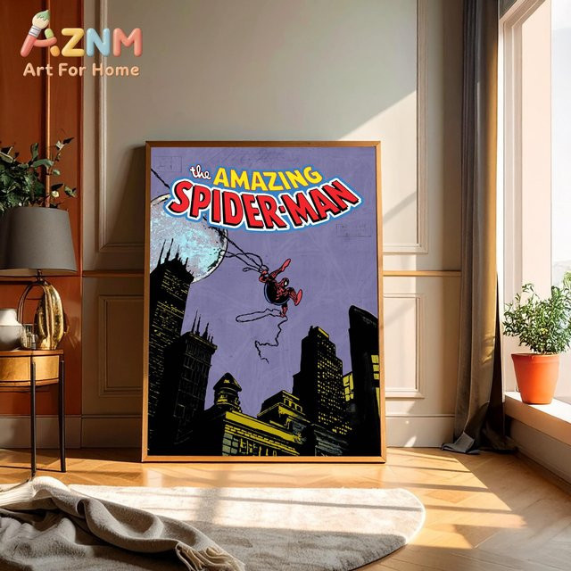 KAYOU Spider-Man Comic-Buch-Poster Retro Marvel Wandkunstdruck Illustration Mehrfarbig - Bild 1