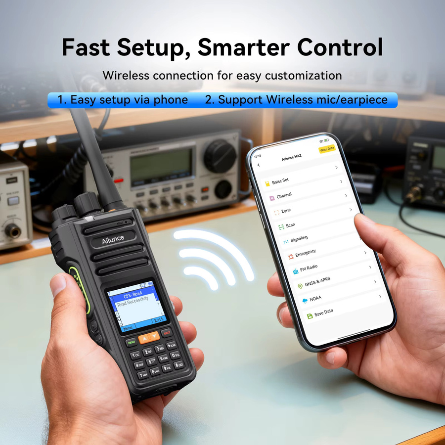 Retevis HA2 Walkie-Talkie in Schwarz mit Dual-Band, GPS, APRS und Bluetooth für App-Programmierung via iOS und Android, IP67 wasserdicht für Outdoor und Business - Bild 2