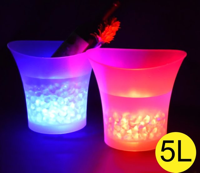 LED Champagner und Bier Eimer von NICEYARD mit 5l Fassungsvermögen in Mehrfarbig und Pink aus Kunststoff für Bars und Partys - Bild 1