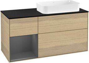 V&B Finion Waschtischunterschrank in Anthrazit mit LED-Beleuchtung und Regalfach, Breite: 120 cm - Bild 1