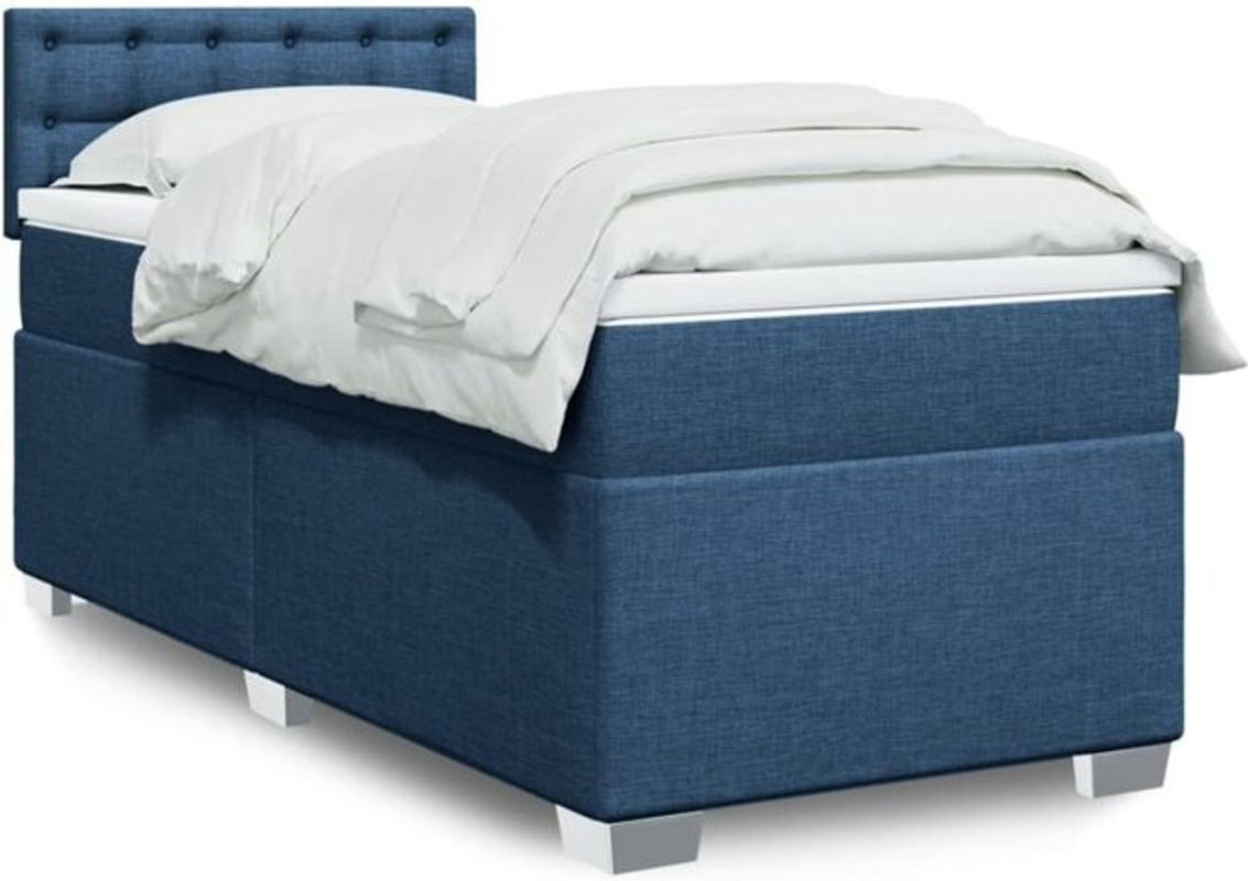 VIDAXL Boxspringbett mit Matratze aus Stoff in Blau und Weiß, B/T/H: 80 x 200 x 100,5 cm - Bild 1