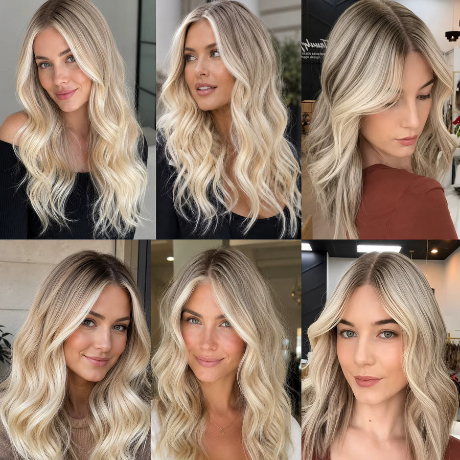 OEMG Echthaar-Toupet, Balayage Ombre Braun Blond, 30 cm - Bild 4