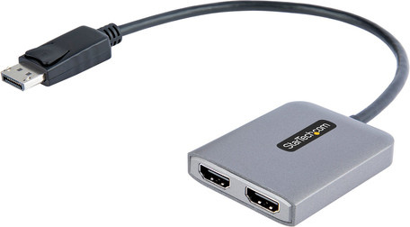 StarTech.com DisplayPort MST Hub auf Dual HDMI Adapter für 4K 60Hz, DP 1.4 Multi Monitor Adapter, Farbe: Grau, Kabellänge: 30 cm, MST14DP122HD - Bild 1