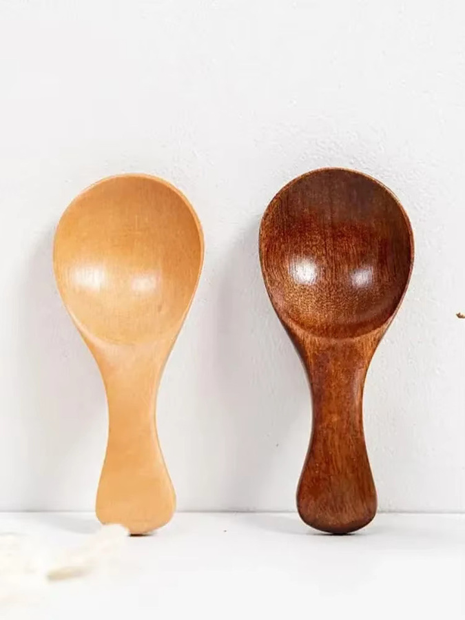 Mini Holz Teelöffel für Gewürze Kaffee und Zucker in Braun - Bild 3