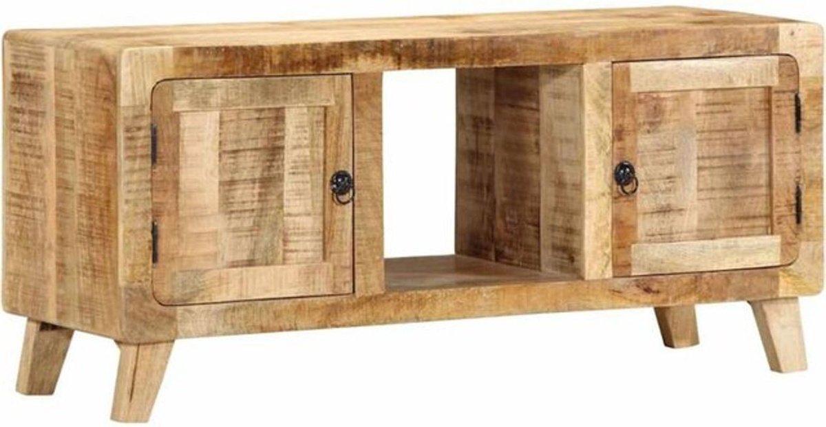 Vidaxl TV-Schrank aus Massivholz Mango in Braun und Natur im Landhausstil, B/H/T: 105 x 32 x 46 cm - Bild 1