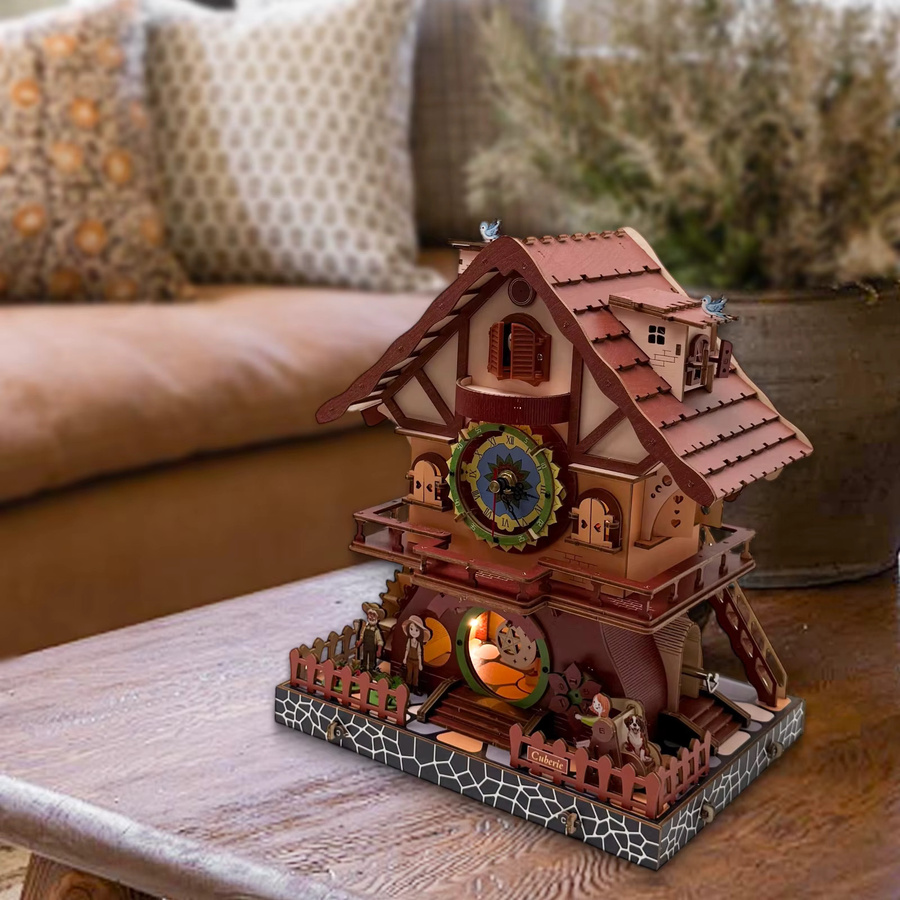 Cuberie 3D-Holzpuzzle Kuckucks-Holzuhr als mechanisches Modellbauprojekt für Erwachsene in Mehrfarbig - Bild 3