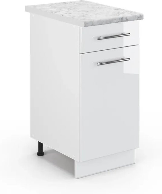 Vicco Küchenunterschrank Fame-Line Weiß Hochglanz mit Soft-Close-Türen, B/T/H: 40 x 60 x 82 cm - Bild 1