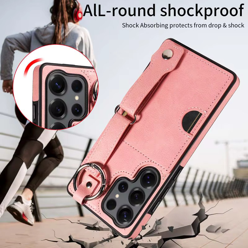 Leder-Brieftasche mit Kartenfach und Handgelenk-Strap als Schutzhülle für Samsung Galaxy S25 Ultra S24 S23 S22 S21 FE A15 A25 A35 A55 A05 A05S in Rot - Bild 3