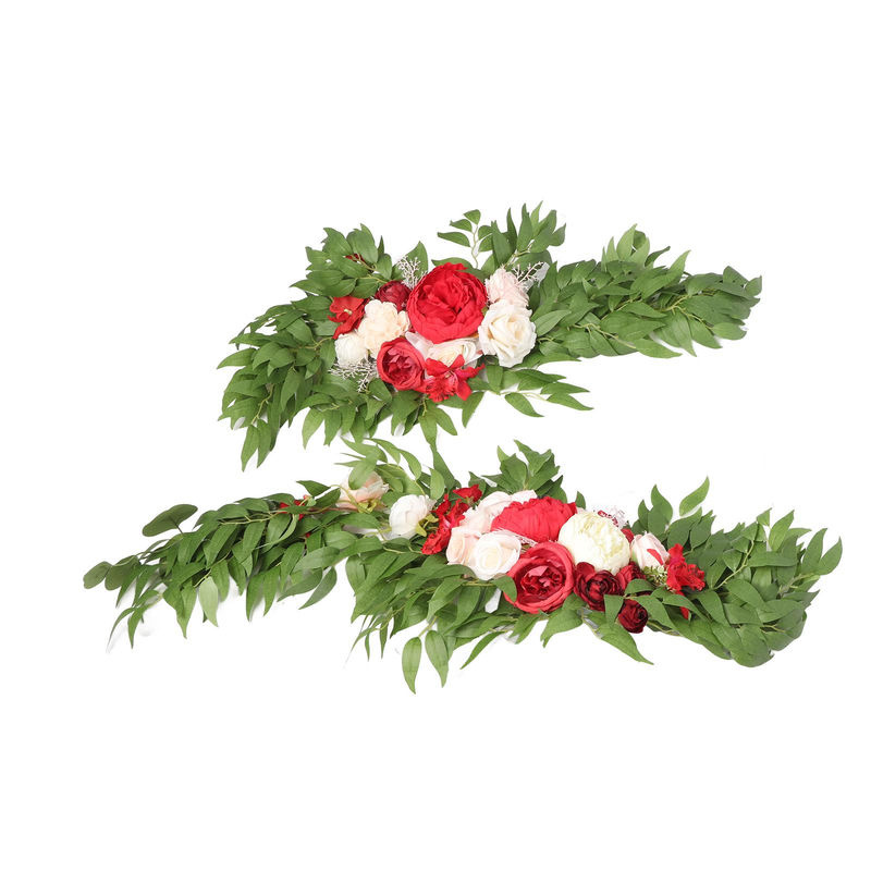 KONNWEI Kunstblumen Girlande aus rotem Seidenstoff mit Pfingstrosen für Hochzeitsdekorationen - Bild 4