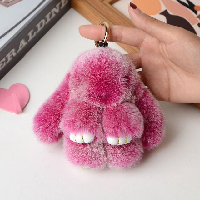 Linyi toy Schlüsselanhänger, Pelz Pompon, Kaninchen, weiß, Damen, Mädchen - Bild 1