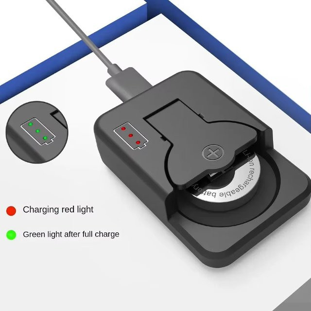 Dtvane Knopfbatterieladegerät mit LED-Anzeige in Schwarz, universell für LIR2016, LIR2025 und LIR2032 - Bild 1