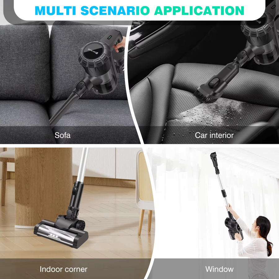 DayPlus 3-in-1 Akku-Staubsauger Schwarz, kabelloser Handstaubsauger mit bürstenlosem Motor und 130000 RPM für Teppiche und Hartböden, beutellos - Bild 5
