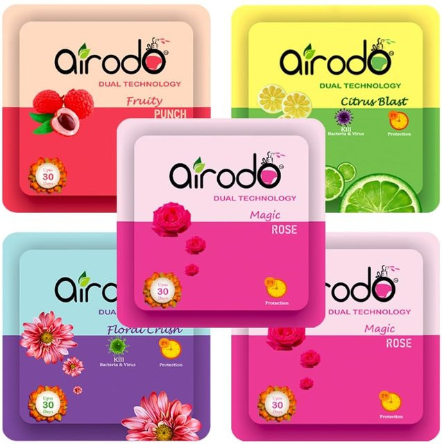 AIRODO Lufterfrischer Power Pocket Gel 5er-Pack Zitrus-Blumendüfte in Pink - Bild 1