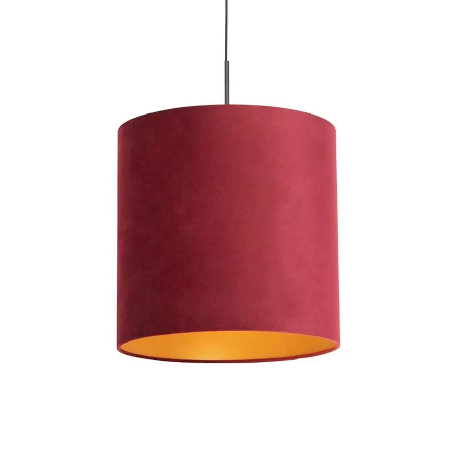 QAZQA Hängelampe mit Veloursschirm in Rot und Gold, Durchmesser: 40 cm - Bild 2