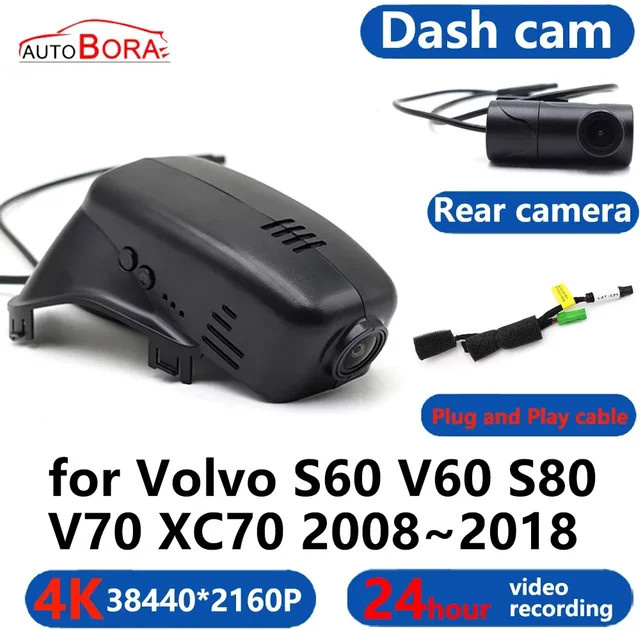 ZhuCamX 4K UHD Dash Cam mit Wifi für Volvo S60 V60 S80 V70 XC70 2008 bis 2018, Schwarz - Bild 1