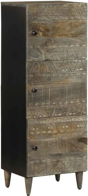 vidaXL Highboard aus Massivholz Mango in Schwarz, Grau oder Braun, B/T/H: 40 x 33 x 110 cm - Bild 1