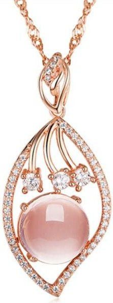 YIRAN Jewelry Halskette 585 Roségold, Rosenquarz, Damen - Bild 1