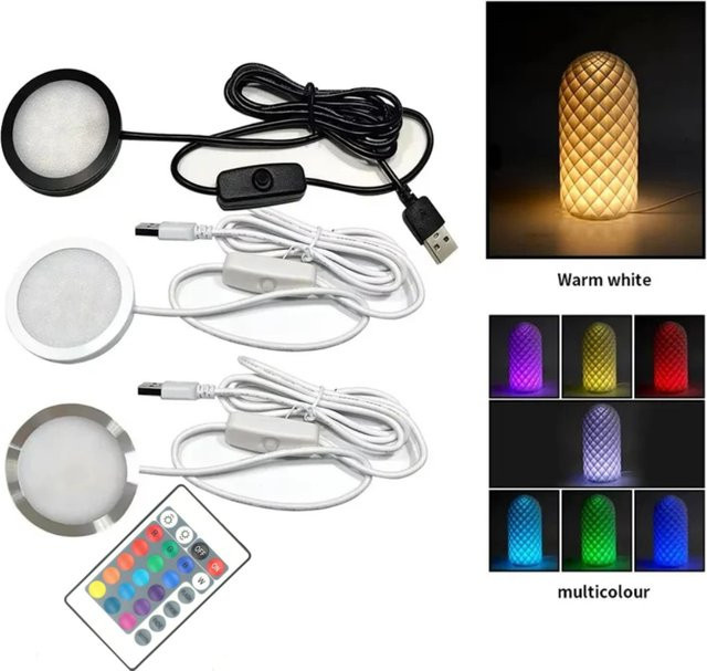 HEGEHE RGB LED Schranklicht-Set mit Fernbedienung, USB 5V, 3W, Multicolour und Silber - Bild 1