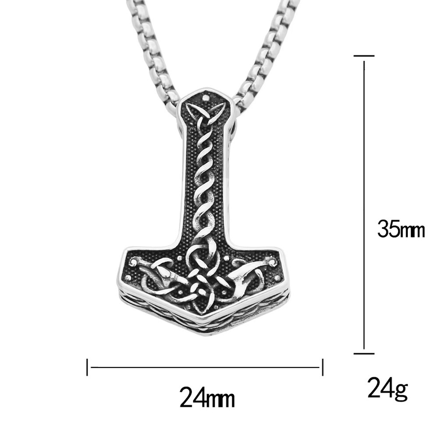 Thor Hammer Anhänger, Edelstahl, Silber, Vintage, Herren - Bild 6