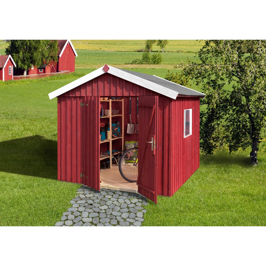 Weka Holz-Gartenhaus in Schwedenrot mit Satteldach und skandinavischem Design, B: 286 cm, T: 240 cm, H: 230 cm - Bild 2