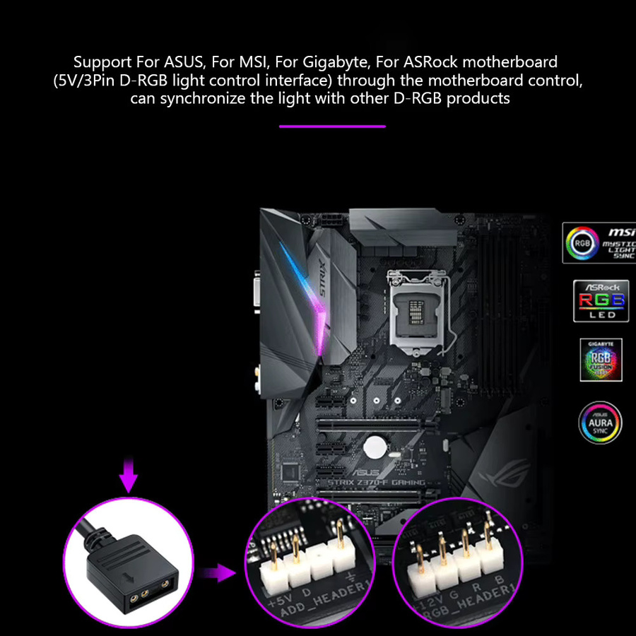 LAIMANEI 10-in-1 RGB-Lüfter-Hub und ARGB-Kabel-Splitter-Adapter für ASRock Motherboards in Schwarz - Bild 3