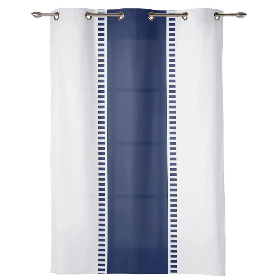 Yiran Furniture Vorhang mit blauem Streifenmuster in Weiß, semi-transparent, moderne Heimdekoration, Breite: 135 cm, Höhe: 230 cm - Bild 1