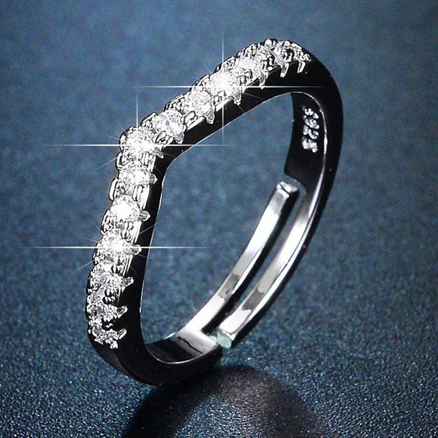 Lucky Star Jewelry Ring, Zirkon, Weißgold, Damen, verstellbar - Bild 1