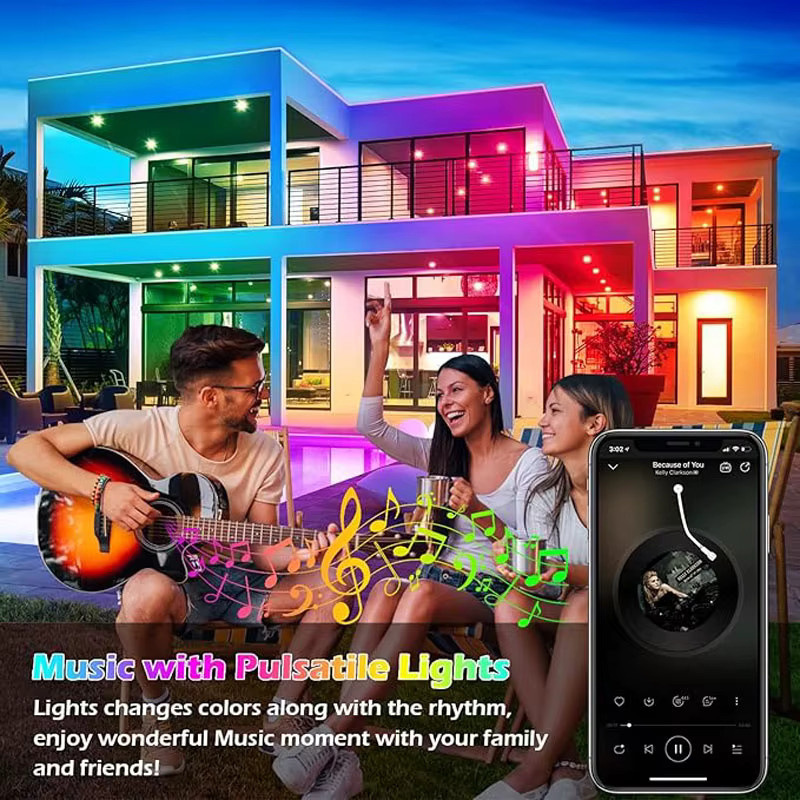 LeiiGeeGo RGB LED Lichtstreifen Outdoor IP68 Wasserdicht mit Bluetooth-App-Steuerung und Musik-Synchronisation, Multicolour - Bild 4