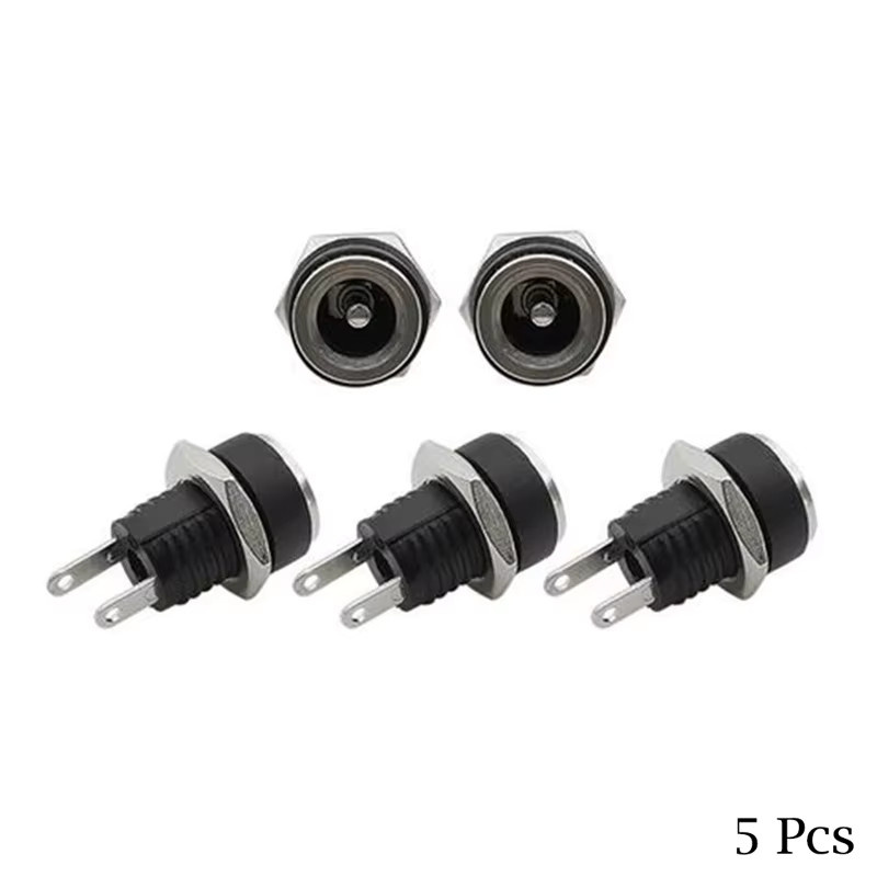 AOKIN DC-Steckverbinder Set 10 Stück (5 Paar) Männlich und Weiblich mit Schraubanschluss für Panelmontage, Schwarz, 5,5x2,1mm und 3,5x1,3mm - Bild 3