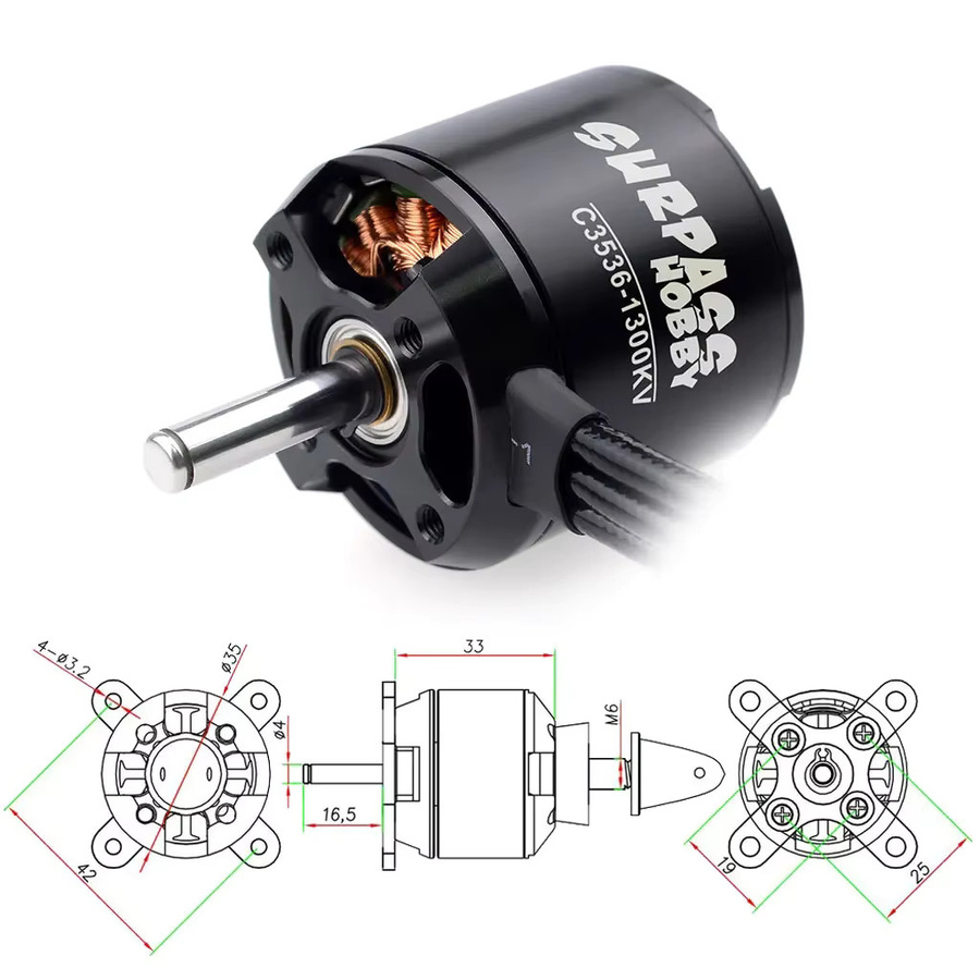 SURPASS HOBBY 3536 Outrunner Bürstenloser Motor, Metall, Schwarz - Bild 3