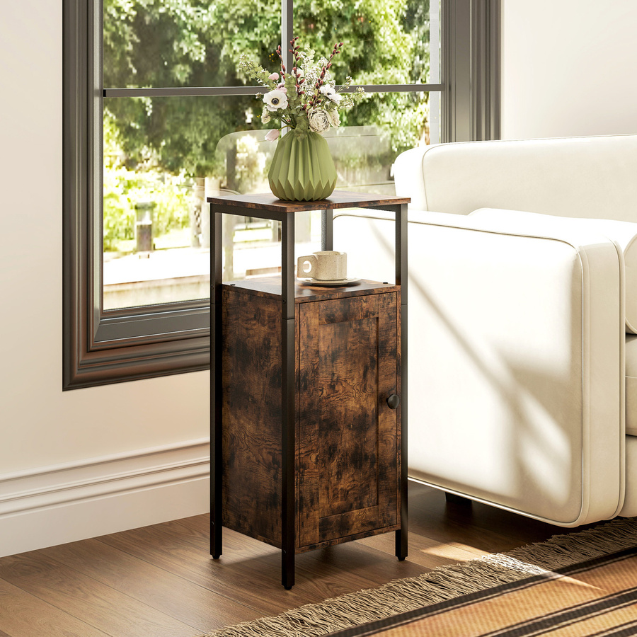 HOMCOM Beistelltisch im industriellen Design mit verstellbarem Regal in Rustikalem Braun, B/T/H: 34 x 30 x 80 cm - Bild 2