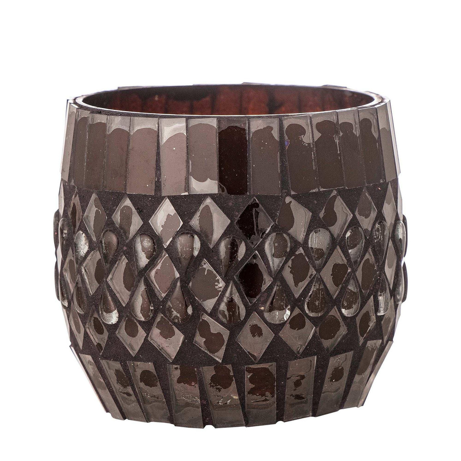 Bloomingville Teelichthalter Evaline aus recyceltem Glas in Braun mit Mosaik-Design, Höhe: 8 cm - Bild 1