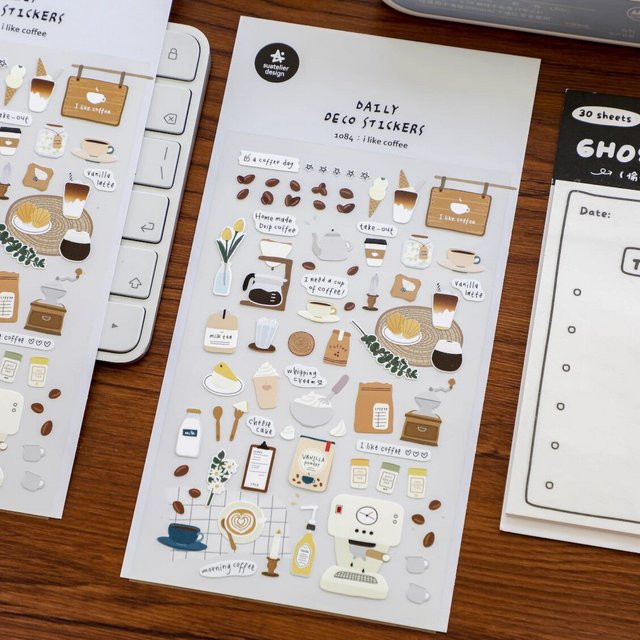 Suatelier I Like Coffee Papiersticker für Scrapbooking und DIY Tagebuch, Mehrfarbig - Bild 1