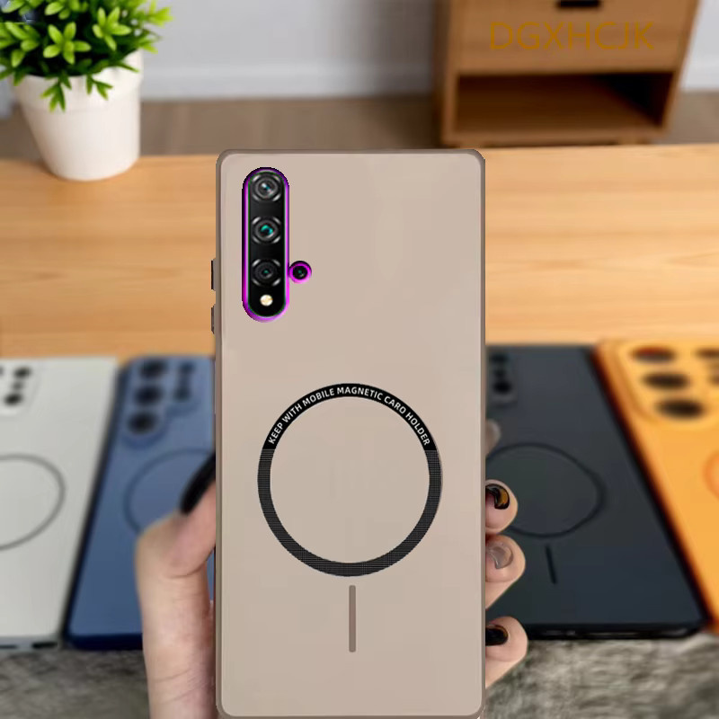 Magnetische Hart-Silikon-Handyhülle für Huawei Nova 5T in Grau und Transparent - Bild 1