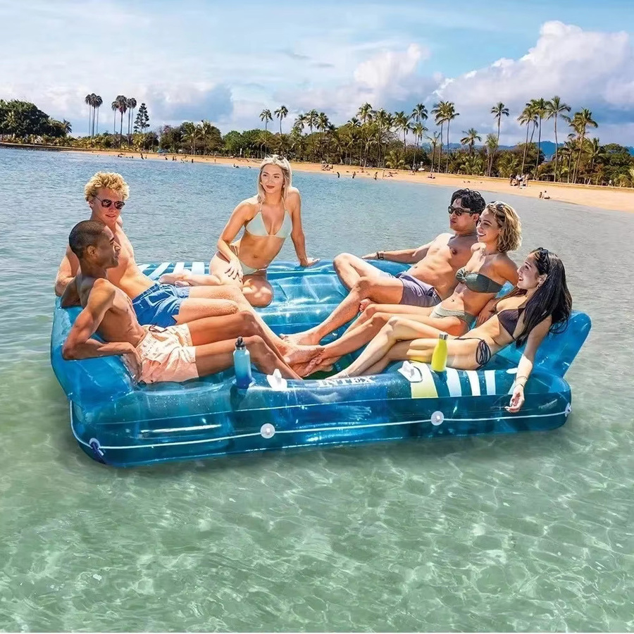 Aufblasbare schwimmende Insel mit Sonnenschutz und Getränkehaltern in Blau für Erwachsene - Bild 2