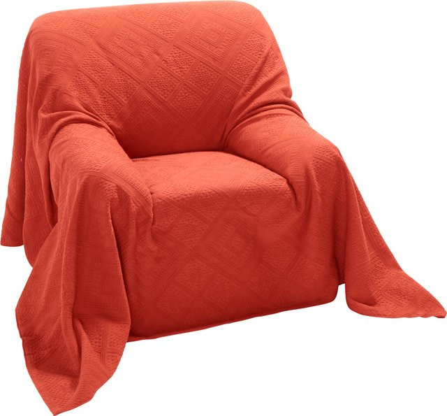 Sesselüberwurf von Pereira da Cunha in Orange und Terra aus 100% Baumwolle mit Jacquard-Webung, Breite: 160 cm, Höhe: 160 cm - Bild 1