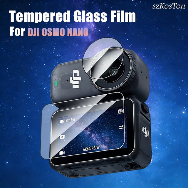 DJI Osmo Nano Displayschutzfolie und Kameraobjektivschutz aus gehärtetem Glas, transparent, 9H Härte - Bild 1