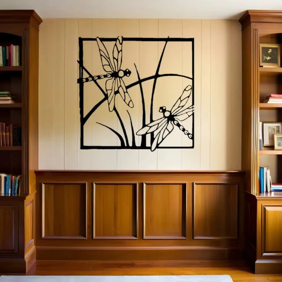 CIFBUY Rustikale Metall-Wandkunst Libelle in Schwarz als lasergeschnittene Eisen-Dekoration - Bild 4