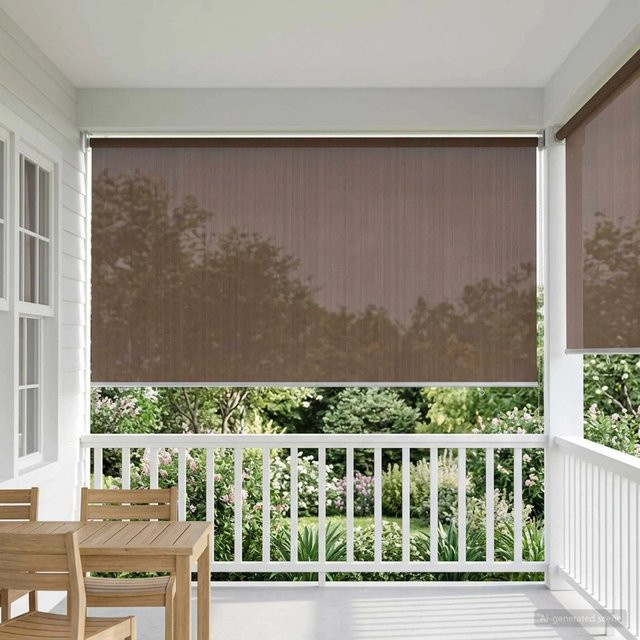 vidaXL Außenrollo aus HDPE in Taupe mit 90% UV-Block, B: 140 cm, H: 230 cm - Bild 1
