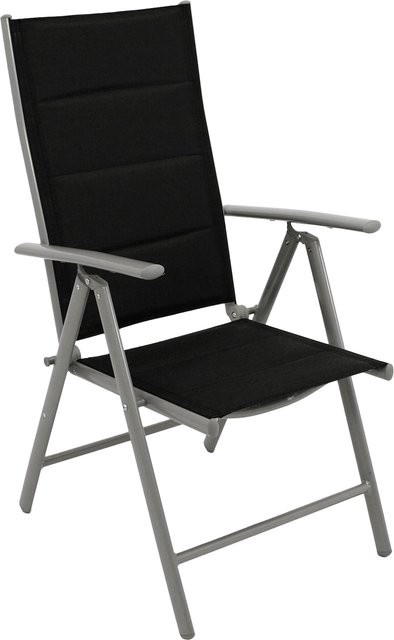 DEGAMO Klappsessel ALMERIA Set aus 2 Stück, Aluminium silbergrau und gepolstertes Kunstgewebe schwarz - Bild 1