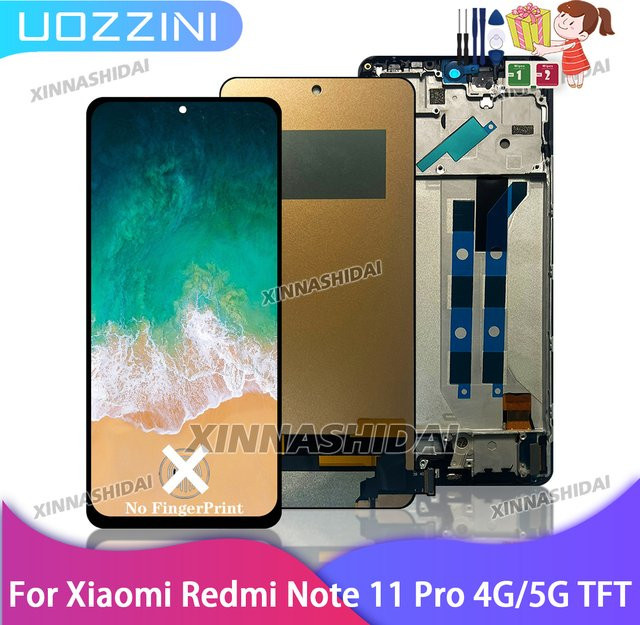 Xiaomi Redmi Note 11 Pro 4G/5G LCD Display Touch Screen Montage mit Rahmen in Schwarz - Bild 1