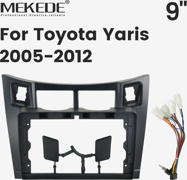 MEKEDE 9 Zoll Auto Multimedia Radio Rahmen Kit für Toyota Yaris 2005-2012 Armaturenbrett Kabel Panel Komplettset in Schwarz - Bild 1