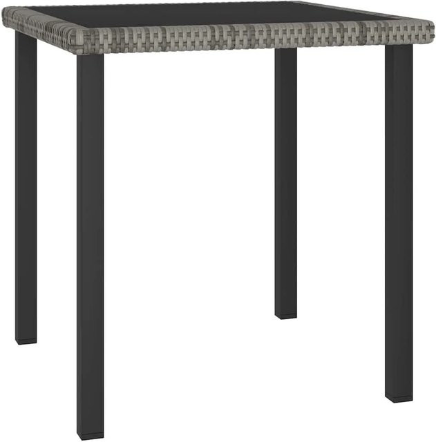 Furnicato Garten-Esstisch aus Poly-Rattan und gehärtetem Glas in Grau, B/T/H: 70 x 70 x 73 cm - Bild 1
